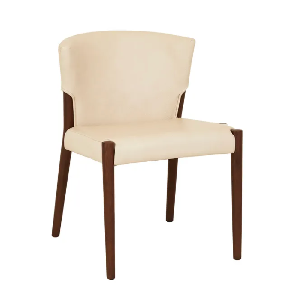 Upholstered Wingback with Oak Dining Chair