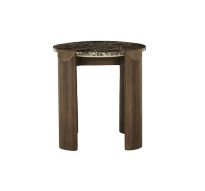 Marble and Oak Side Table