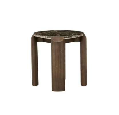 Marble and Oak Side Table