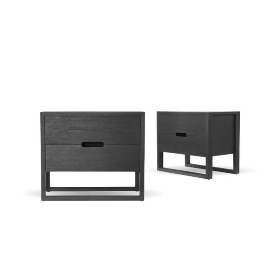 Oak Linear Bedside Table - set of 2