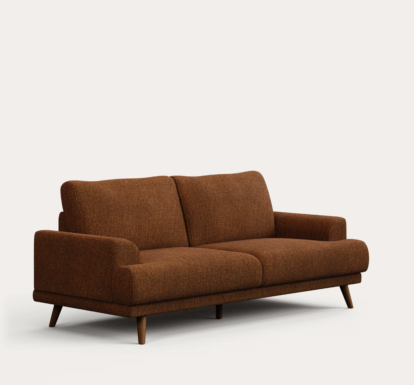 2-Seater Sofa in Dark Orange/Solid Beech Wood Legs