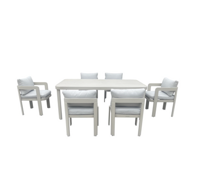 Beige 7 Piece Outdoor Dining Setting