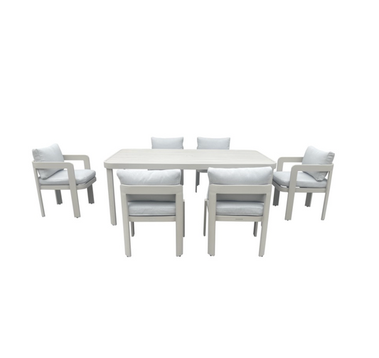 Beige 7 Piece Outdoor Dining Setting