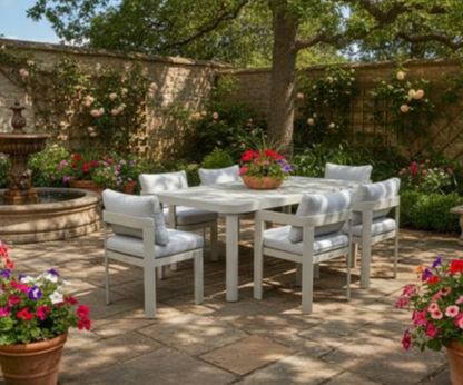 Beige 7 Piece Outdoor Dining Setting