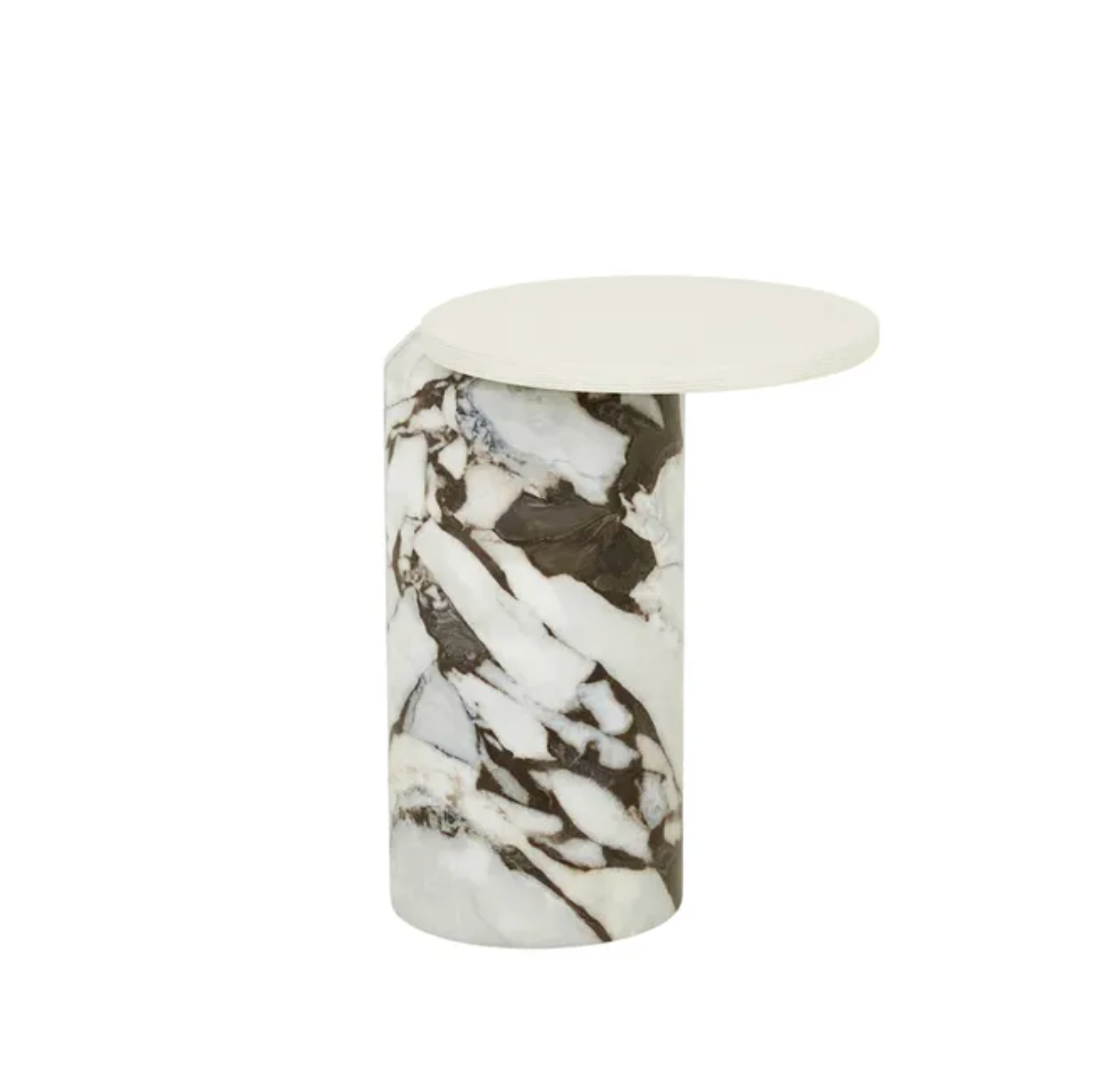 Marble Oak Asymmetrical Side Table