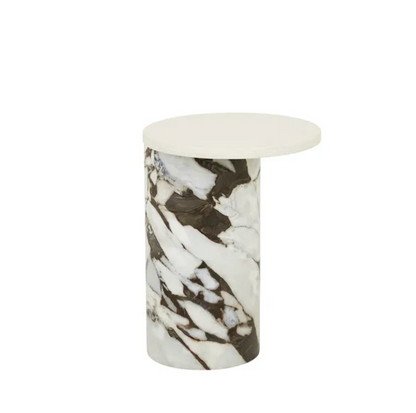 Marble Oak Asymmetrical Side Table
