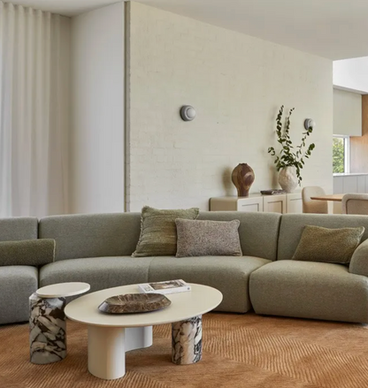 Marble Oak Asymmetrical Side Table