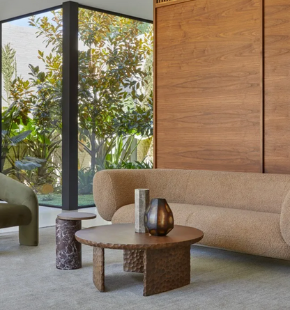 Marble Oak Asymmetrical Side Table