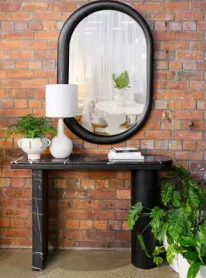 120XH80CM TIA VENEER CONSOLE W MARBLE TOP - BLACK