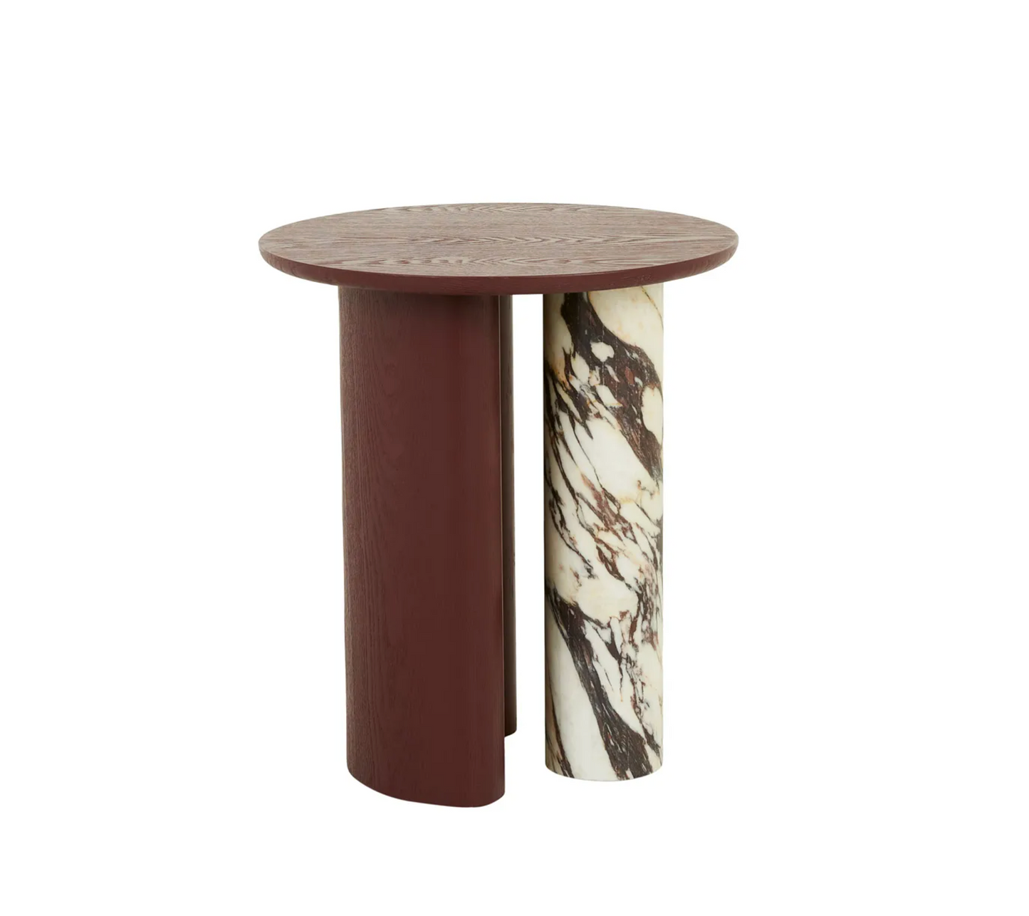 Crescent Base Side Table - Wood/Marble