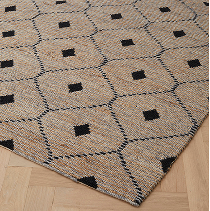 Diamond Pattern Jute/Wool Rug 2x3m