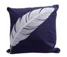 Navy Feather Cushion