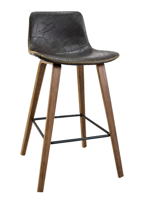 Leather Stitched Bar Stool