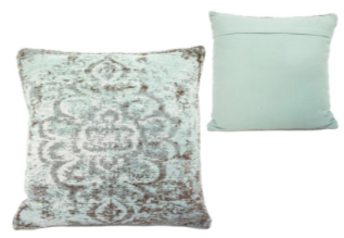 Washed Turquoise Patterned Cushion / 55x55cm