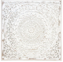 Carved White Wash Wooden Panel