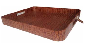 Leather ottoman tray