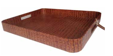 Tan leather ottoman tray