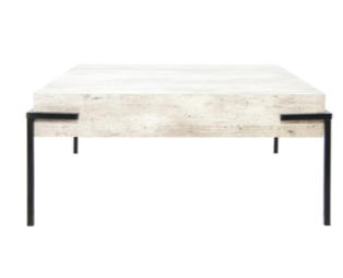 Concrete Look Coffee Table with Black Metal Legs