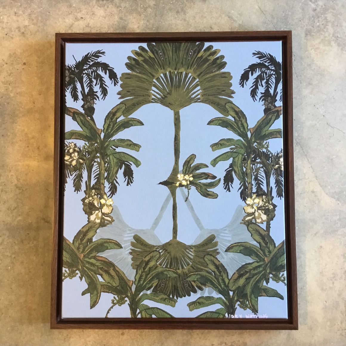 Libby Watkins Mini Palm Tree Canvas in Timber Shadowbox Frame