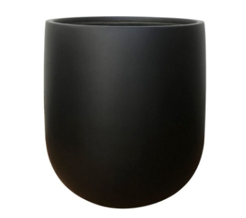 Round Bottom Matte Black Fiberglass Pot - Medium