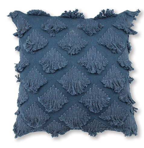 Navy Canvas Cushion with Fringe Detail 50cm x 50cm