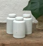 White Speckled Canister with Lid