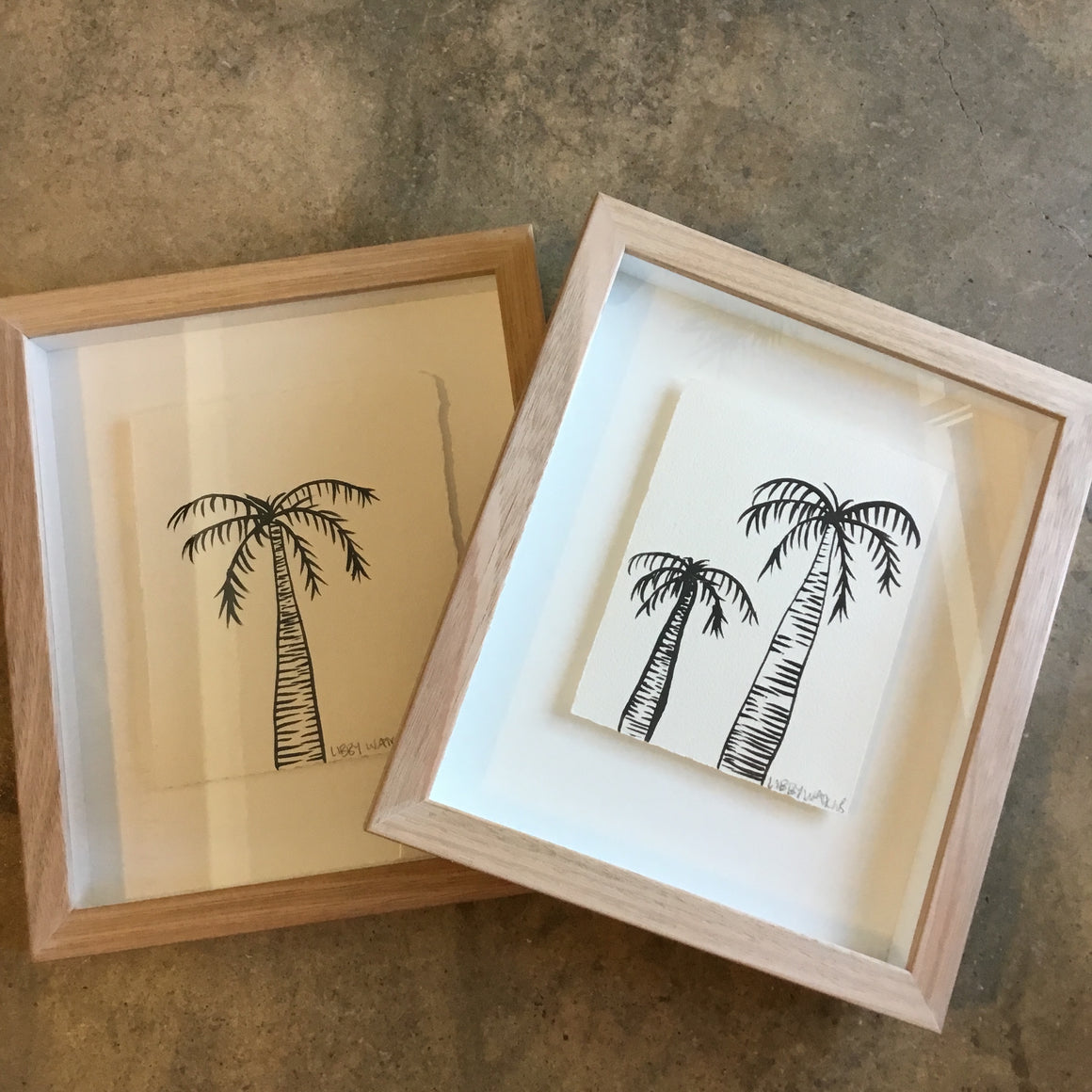 Libby Watkins Palm Tree Line Drawing in Timber Frame - Various Designs