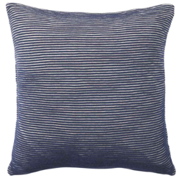 Blue and White Ribbed Cotton Cushion