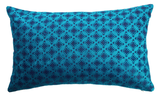 Blue velvet lumber cushion