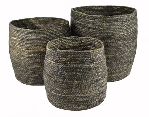 Charcoal Seagrass Bell Baskets