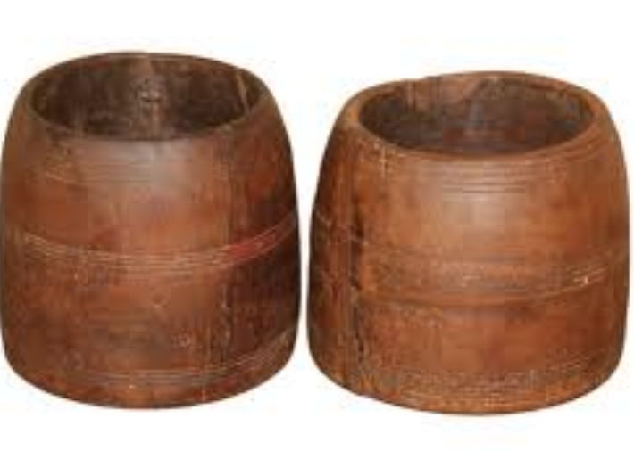 Timber Pot with Carved Lines - Various Sizes