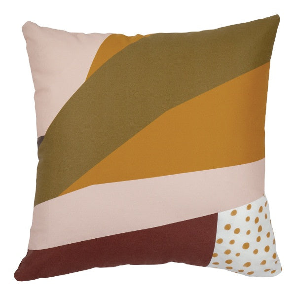 Abstract Stripes and Spots Print Cushion