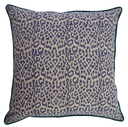 Blue leopard print cushion