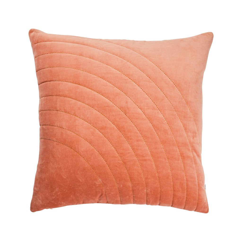 Terracotta Velvet Sham  Cushion with Stitching Detail