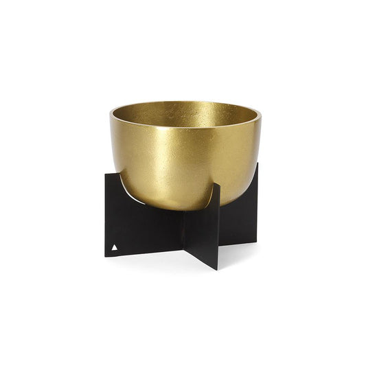 Gold Planter on Black Steel Base