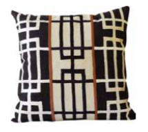 Neutral and black cushion with linear design