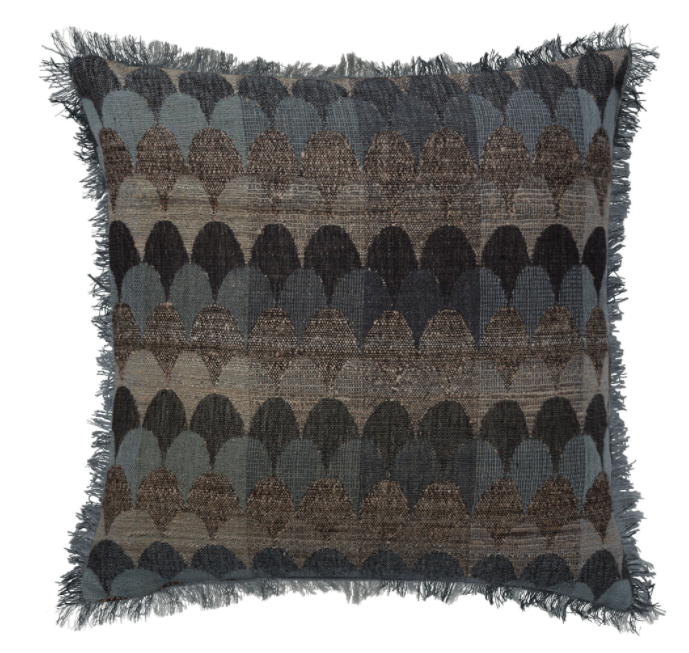 Blue and Natural Patterned Cushion